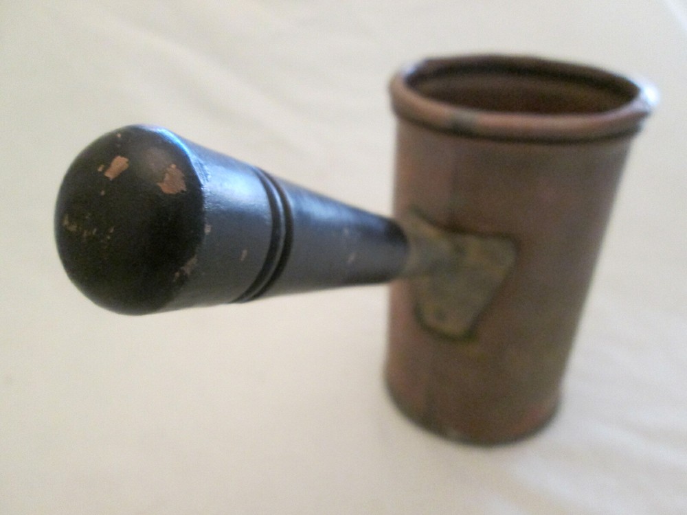Vintage Small Copper Pot / Cup with Painted Wood Handle