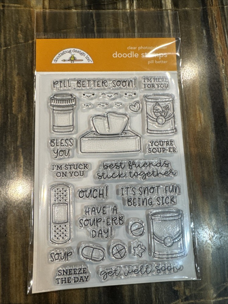 Doodlebug Pill Better Stamp Set NIP