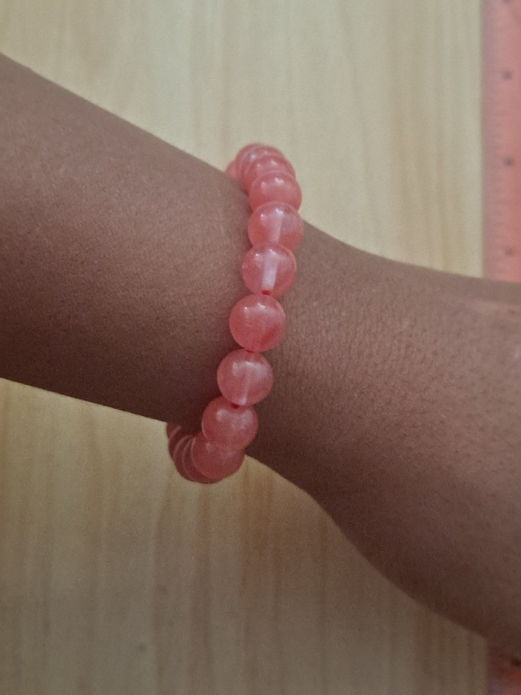 cherry quartz stretch bracelet