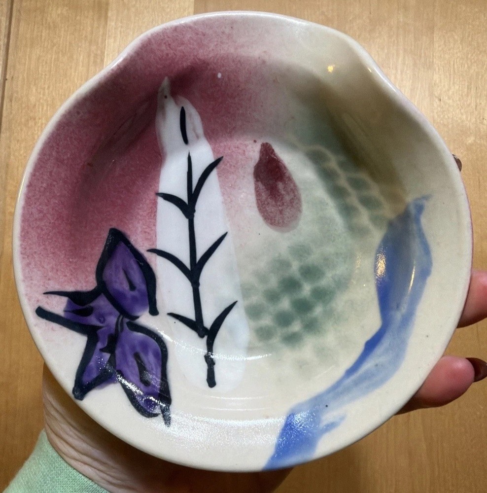 Vintage 1996 Kuniyoshi Studio Art Pottery Pitcher & Dish