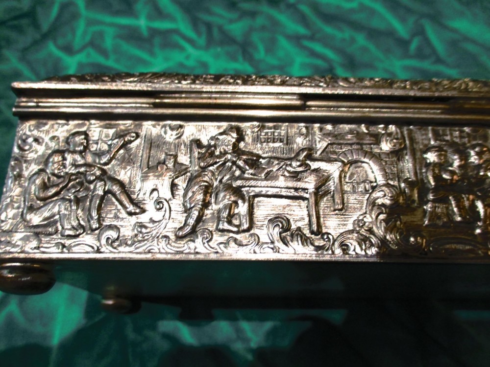 Antique Continental Silver Plated Repose Box