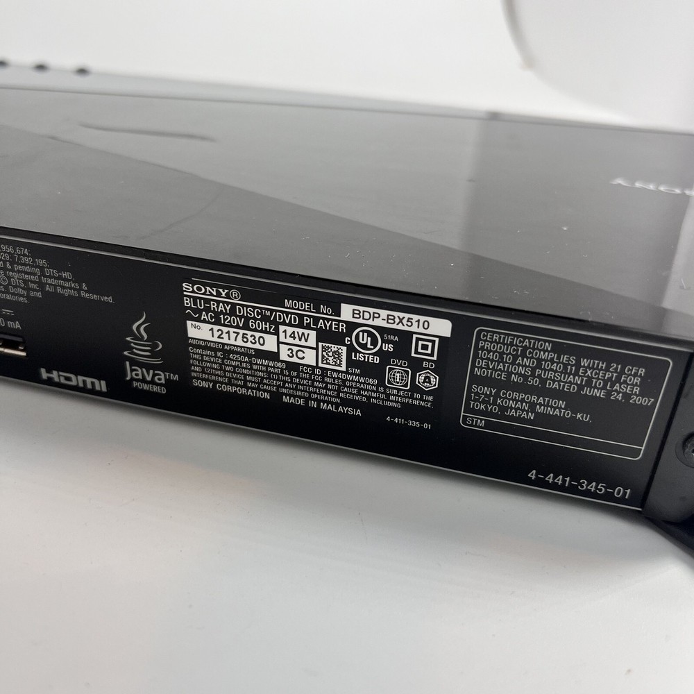 Sony Blu-Ray Disc/DVD Player Model TFM-117WB
