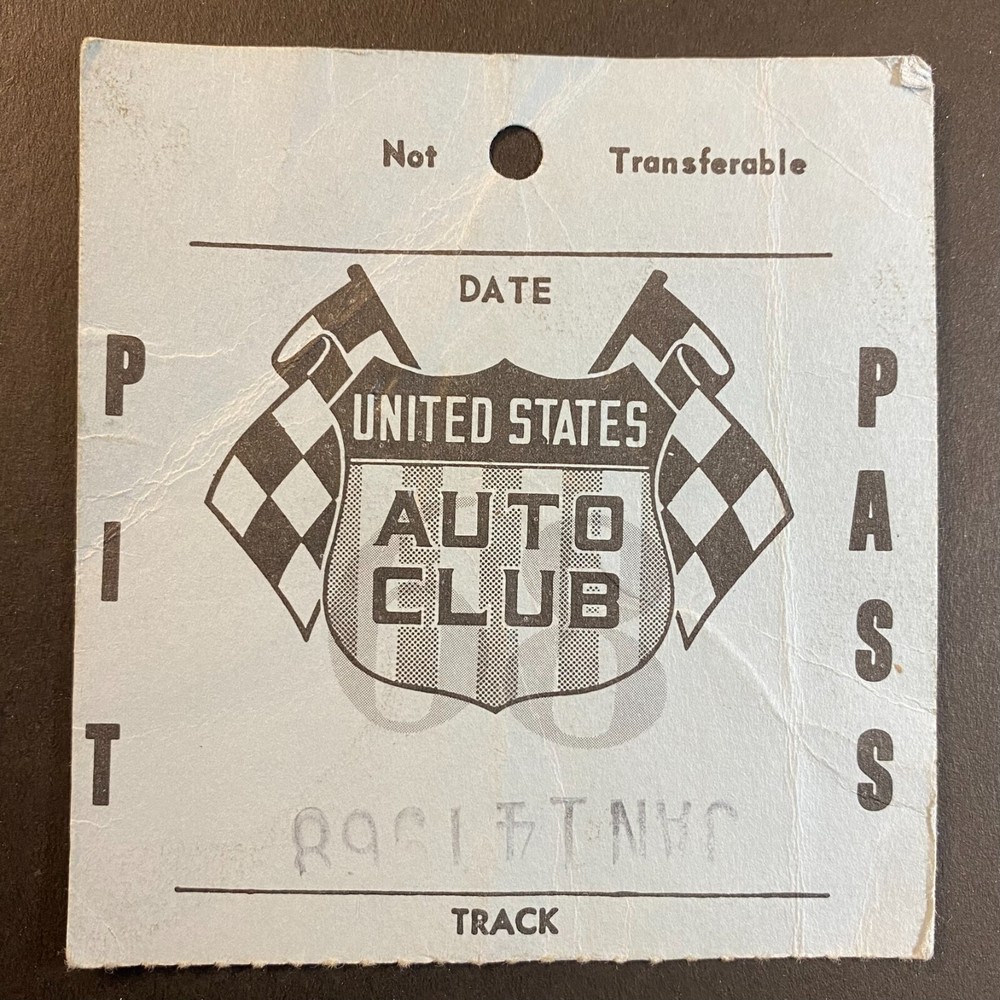 USAC 1968 Pit Pass Jan 14, 1968 Scarce