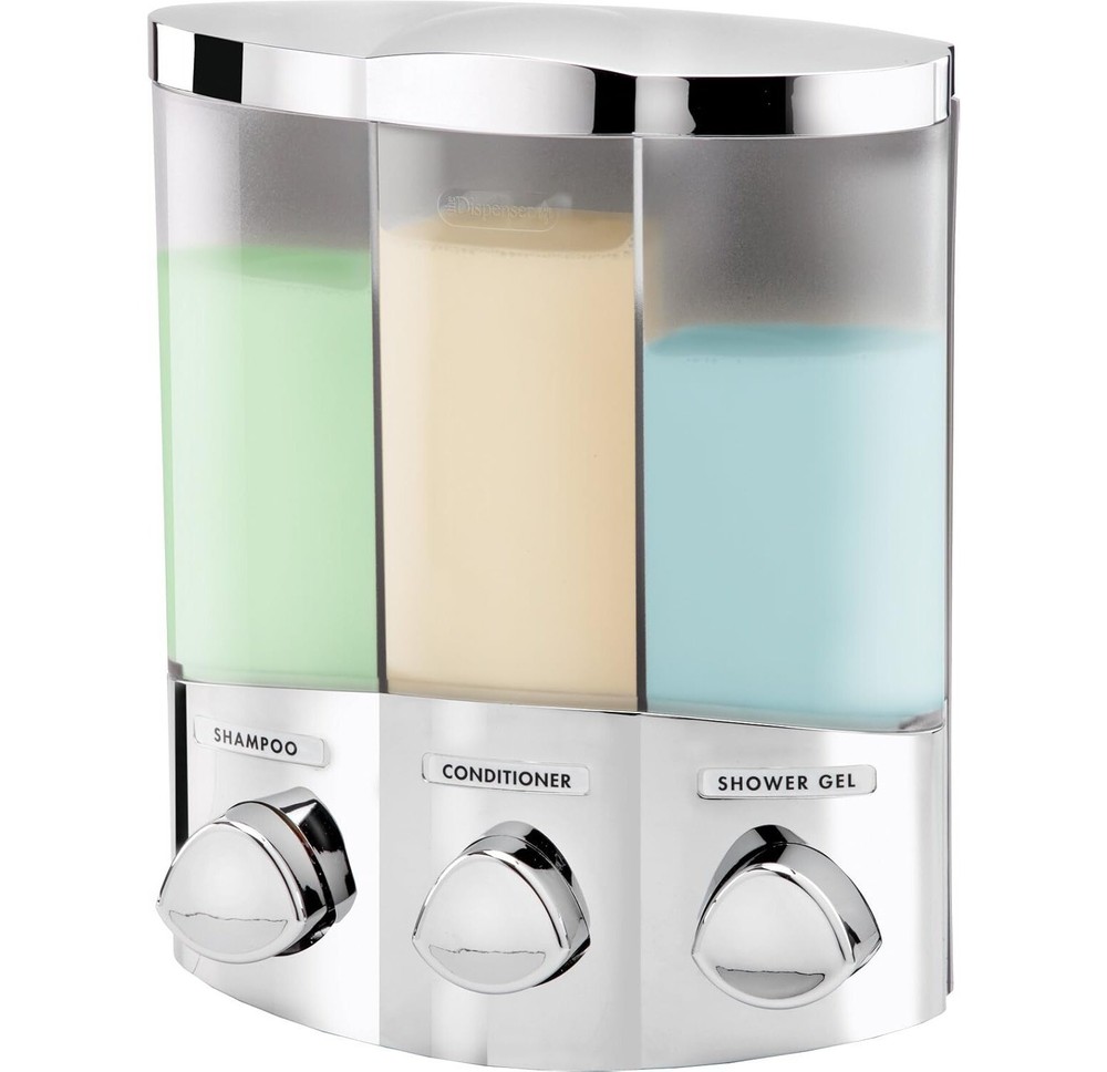 3-Chamber Soap and Shower Dispenser, Chrome