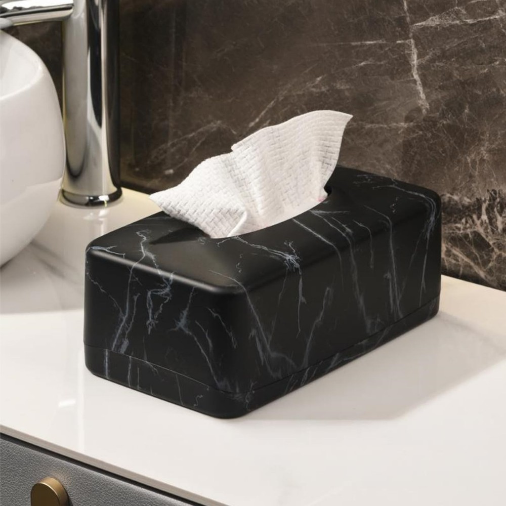 Nagpew Tissue Box Holder, Rectangular Napkin Dispenser Cover, Black