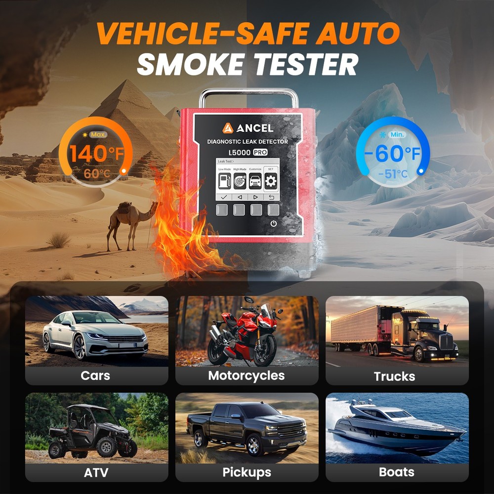 LCD Screen Vacuum Smoke machine Automotive Leak Detection EVAP Turbo System Test