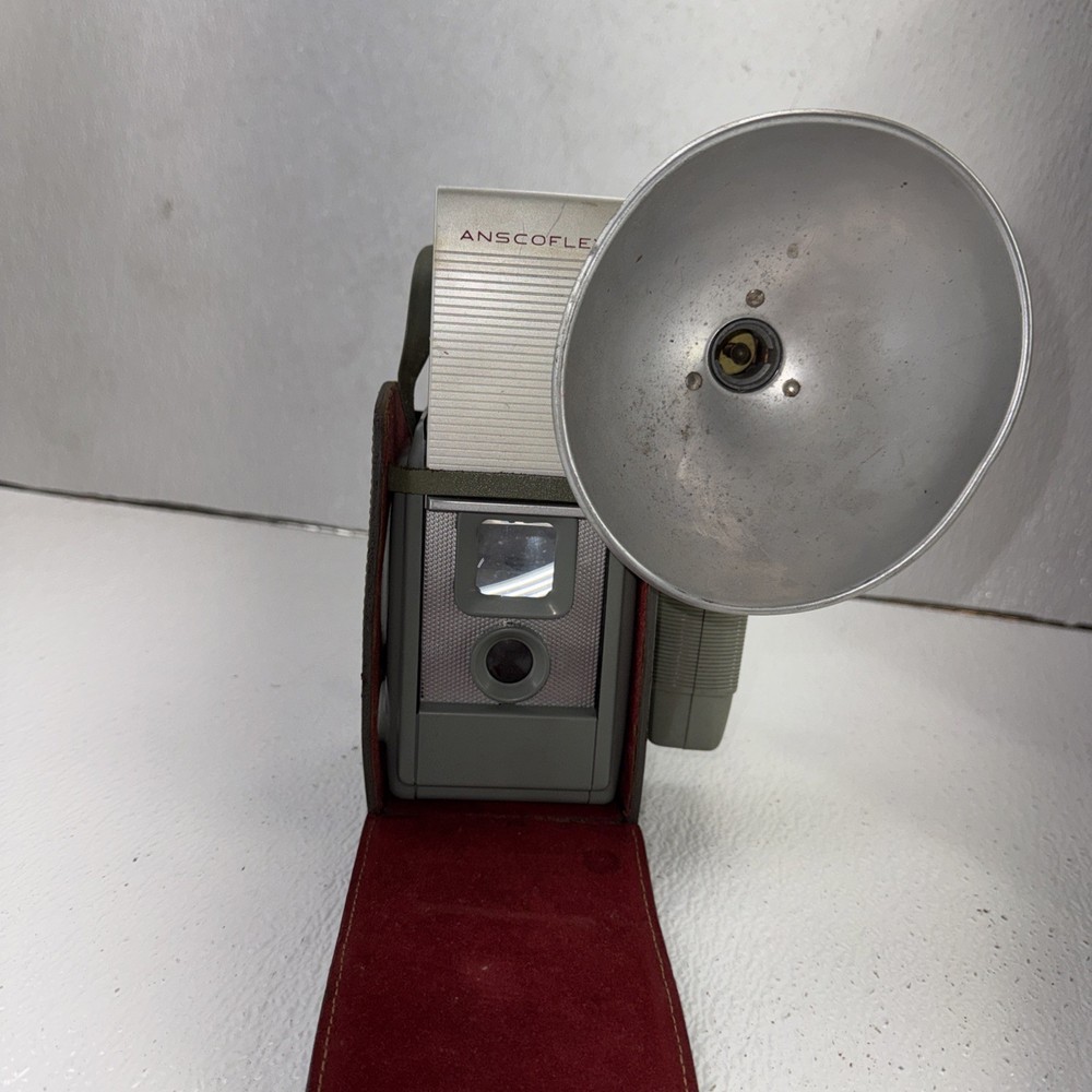 Vintage Anscoflex Camera w/ Flash and Case UNTESTED