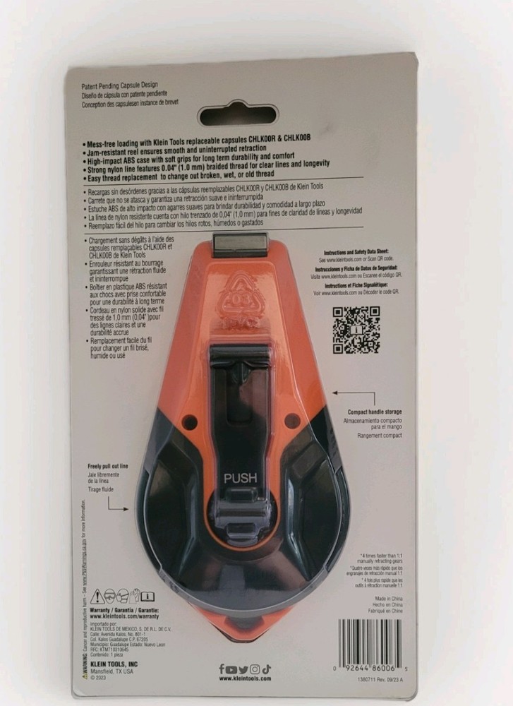 Klein Tools CHLK100 & CHLK00R Chalk Line red