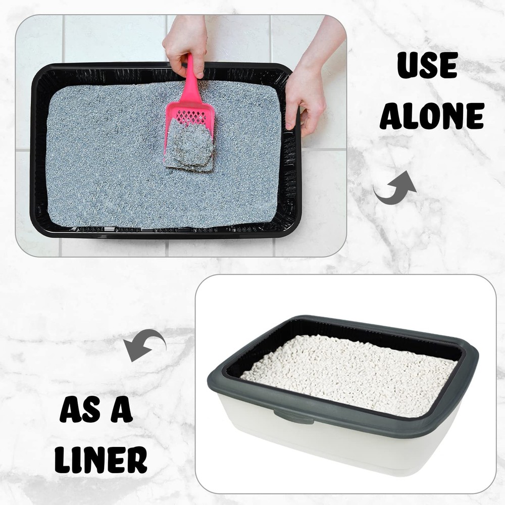 Tessco for you 30 Pack Disposable Cat Litter Boxes, Plastic Small, Black