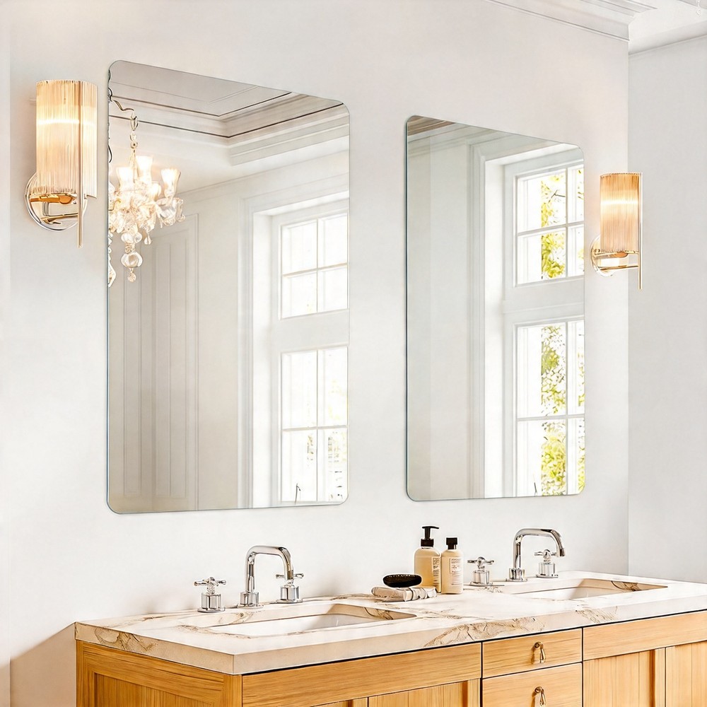 USHOWER 2-Pack Frameless Bathroom Mirror 24x36 Rectangular Wall Vanity Mirror US