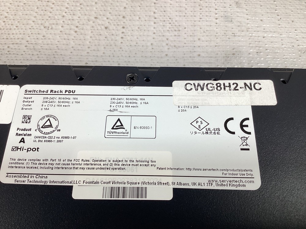 Server Technology CWG8H2-NC Switched Rack PDU