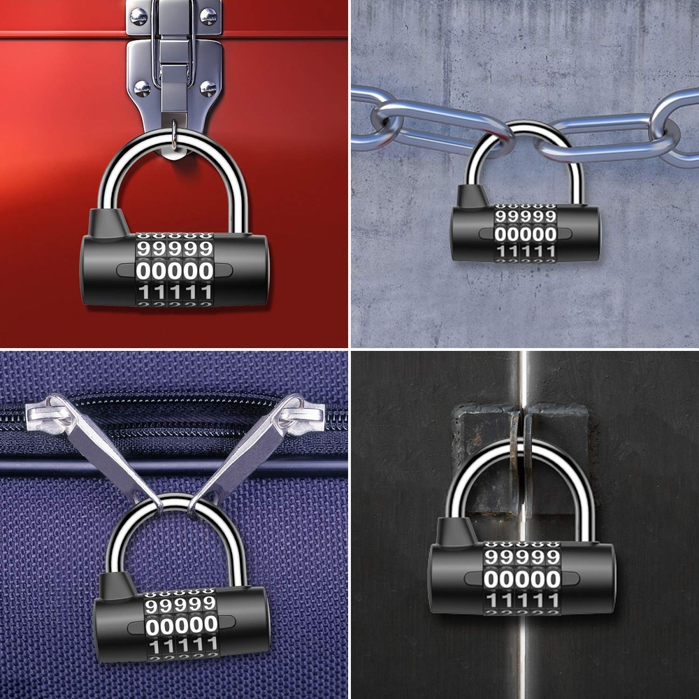 KeeKit 5 Digit Combination Lock, Re-settable Padlock, Black