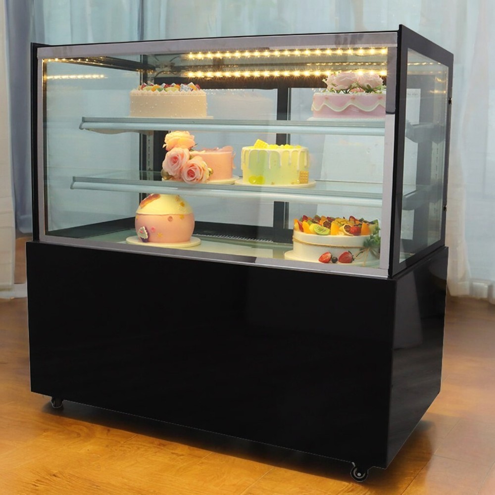 Right Angle Refrigerated Display Case Floor Type Bakery Showcase Adjust Rack220V