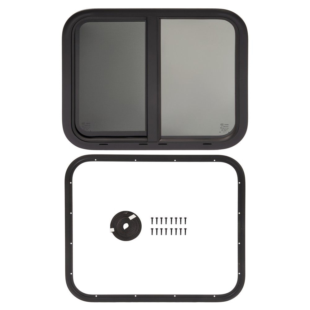 24" W X 20" H RV Window Horizontal Slide W/ Trim Ring For RV Cargo Trailer