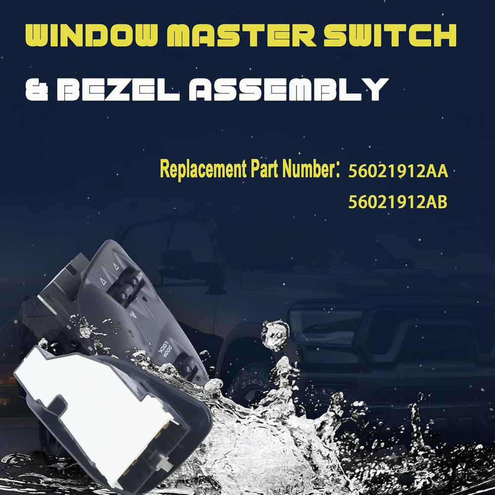 56021912AB Master Power Window Switch & Bezel Assembly Compatible with Dodge Ram