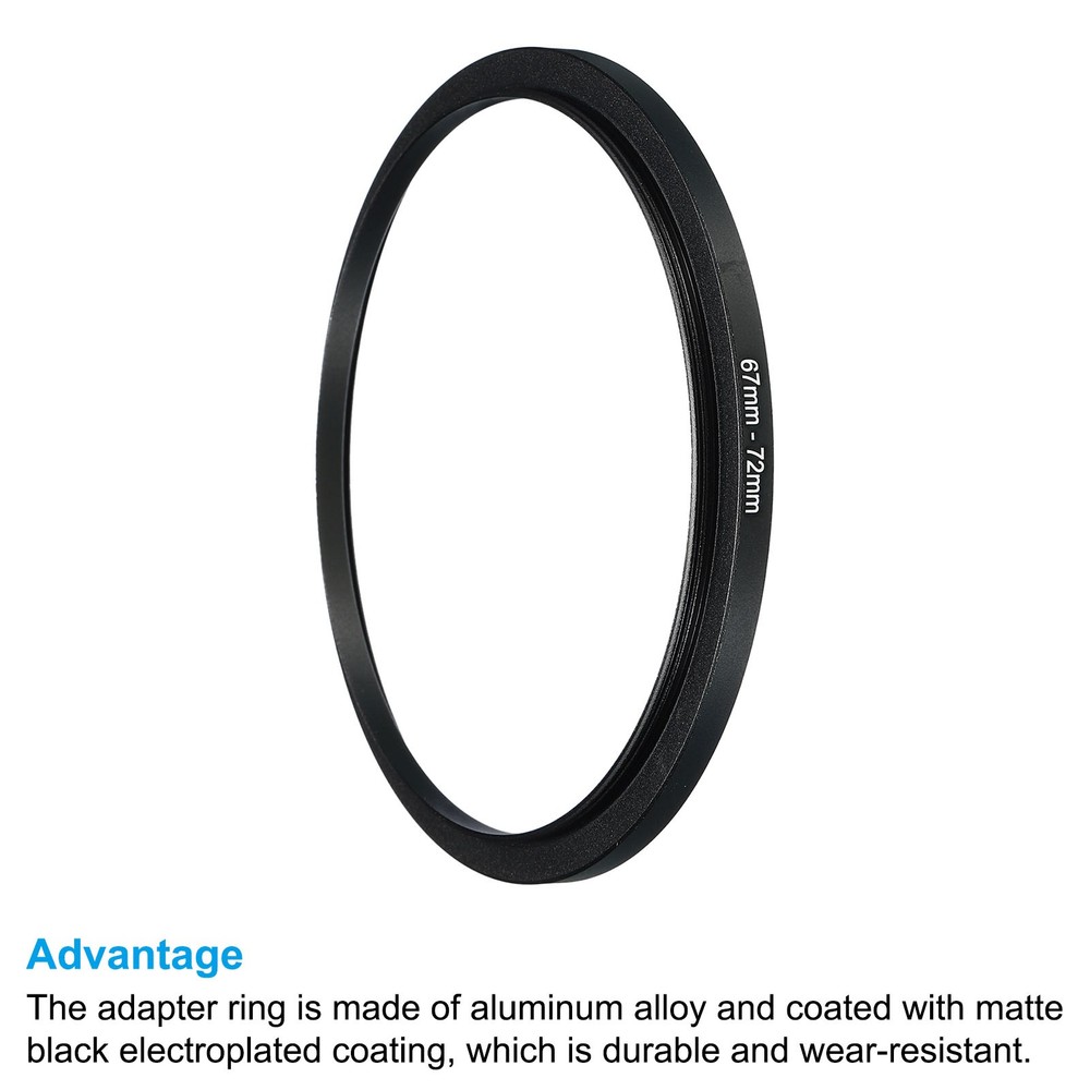 67mm-72mm Metal Step Up Ring, Camera Lens Filter Adapter Ring Black