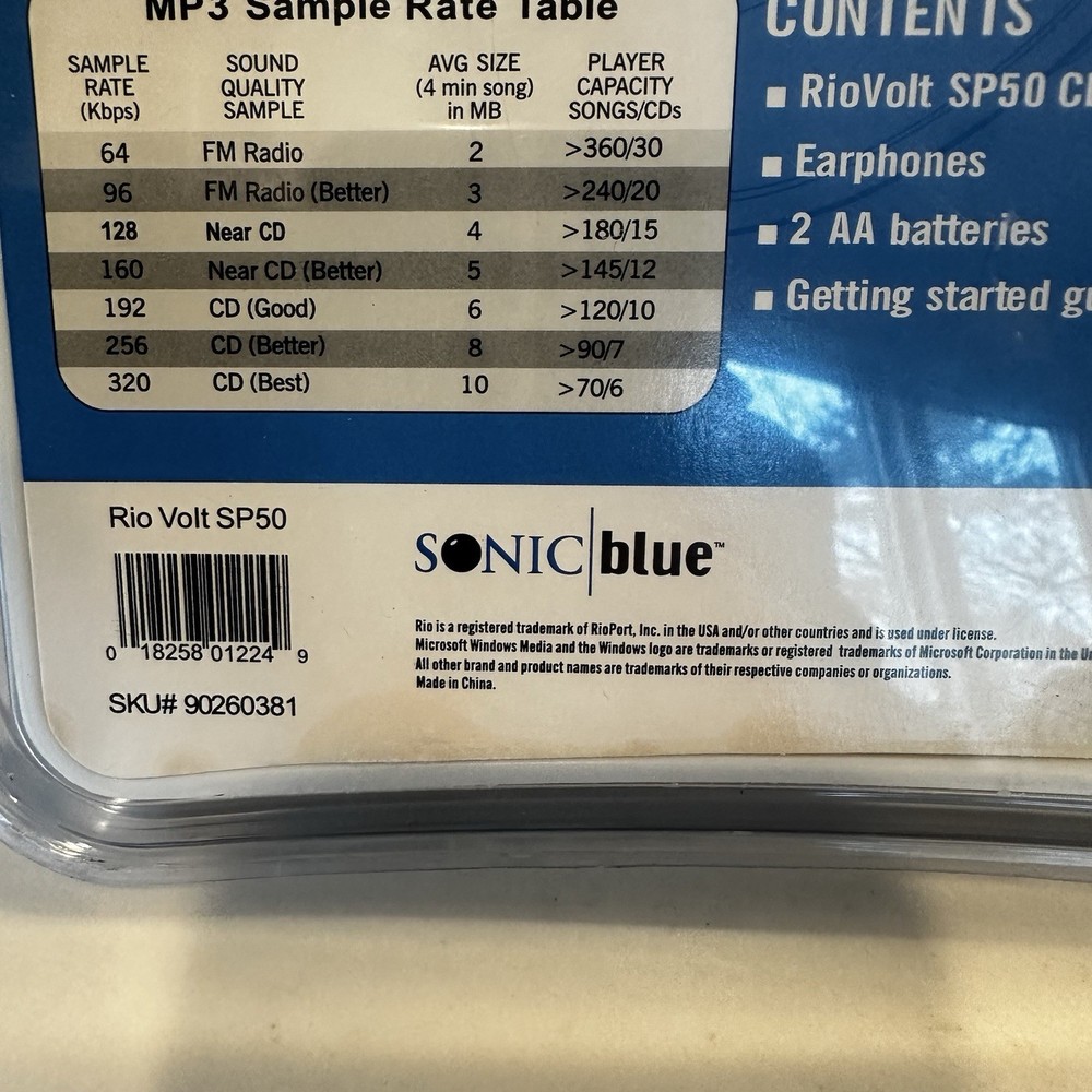 Rio Volt SP50 MP3 CD Player, Skip Protection, Text Display, Black