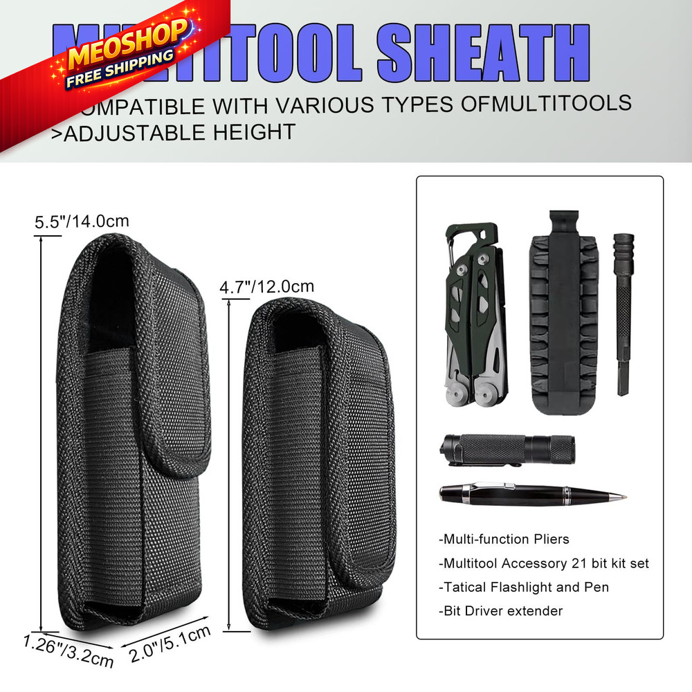 Multitool Sheath, EDC Belt Pouch Organizer for Men,Tool Sheath 1Pack Black