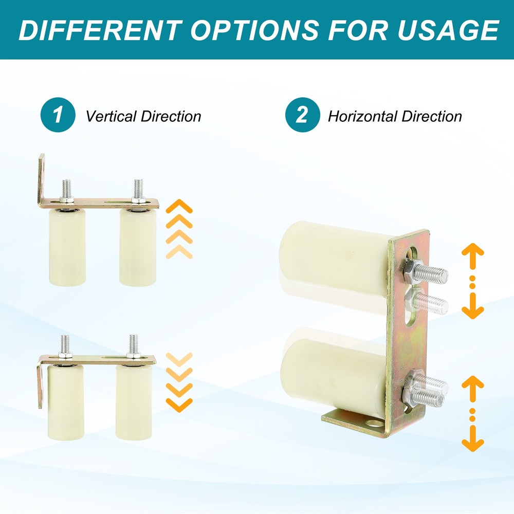 1Set Slide Gate Guide Roller 3.9" Adjustable Nylon Rollers with Bracket, White