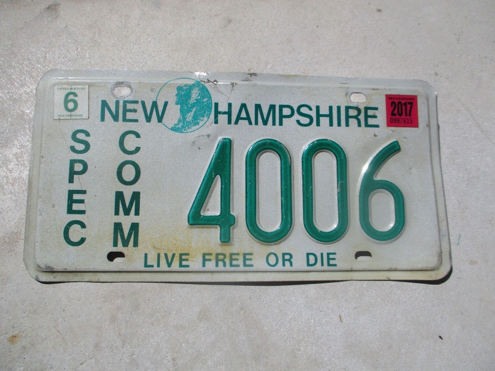 New Hampshire 2017 SPEC COMM  license plate # 4006