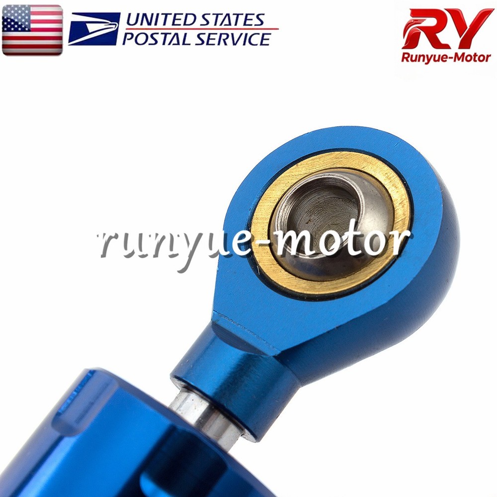 Blue 255mm Adjust Steering Damper Stabilizer Linear Control Universal Aluminum