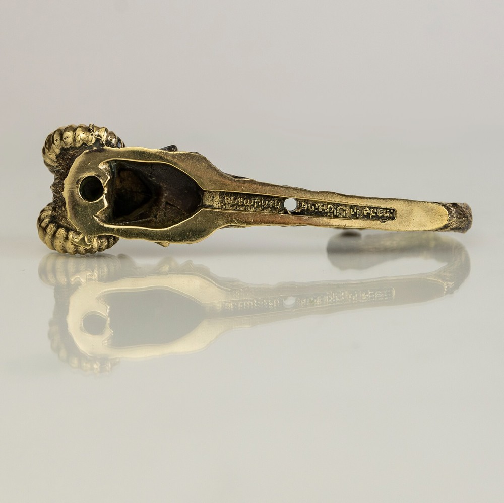 Aries Ram Head Decorative Hook, Wall Mounted Brass Ram Head Hook.