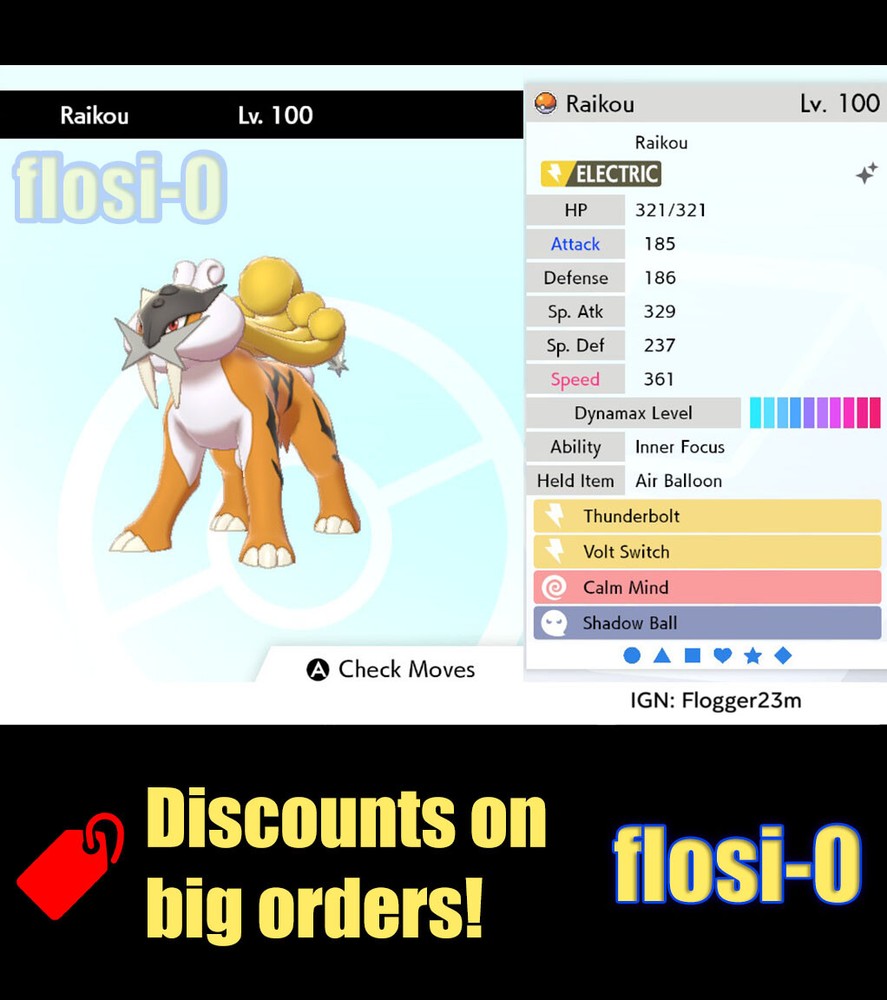 Pokemon Sword and Shield 6IV Shiny Raikou