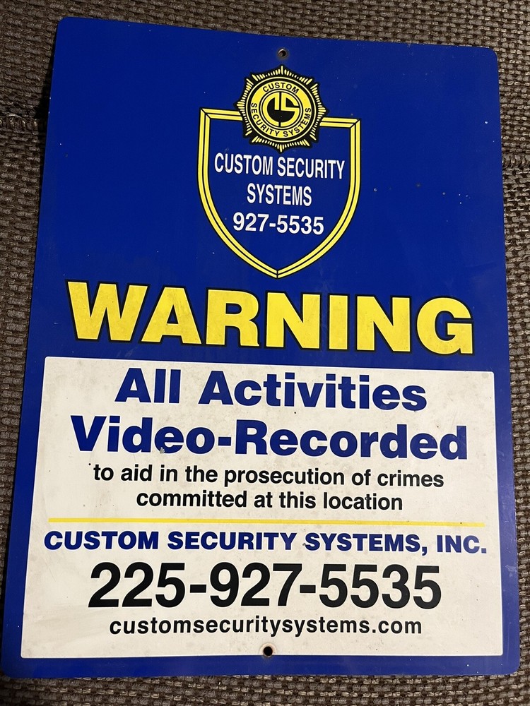 Custom Security Systems Warning Sign - Plastic - All Activities Video Recorded
