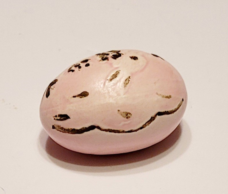 Vintage Hobbyist Ceramic Easter Egg Pink Gold Bunny Rabbit 2.5"