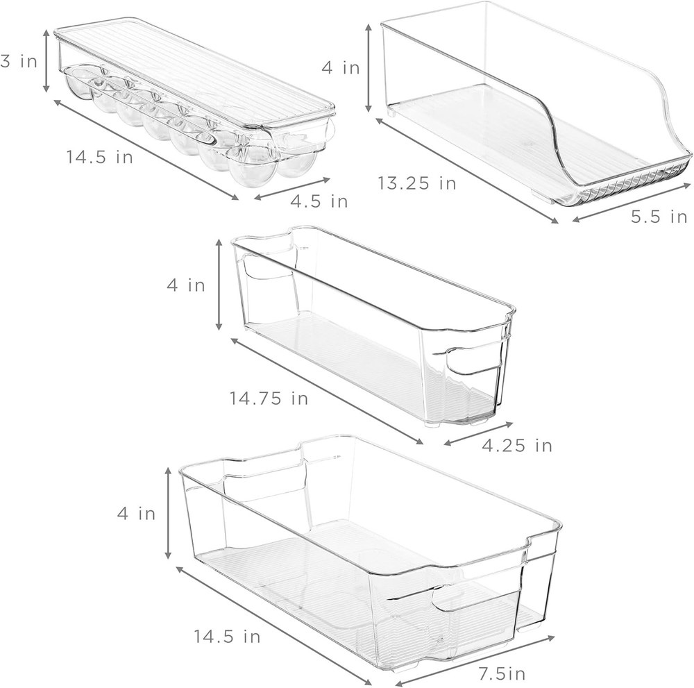 Fridge Bins and Freezer Bins Refrigerator Organizer Stackable Food Storage