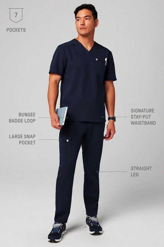Fabletics Men's Equip Cargo Scrub Pant - MotionTech, 4-Way Stretch, Wrinkle-R...