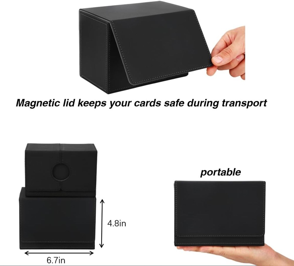 MTG Deck Box for Commander Display with Dice Tray, Double Black＆Grey