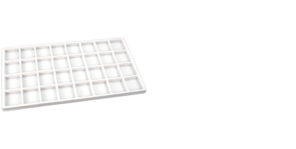 5 White 32 Compartment Display Tray Inserts 14 1/8"