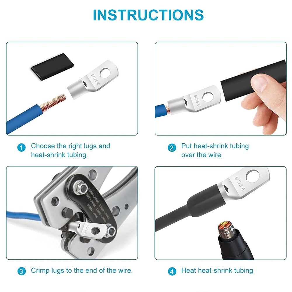 280PCS Car Copper Lug Ring Terminals Cable Electrical Wire Crimp Connectors Kit
