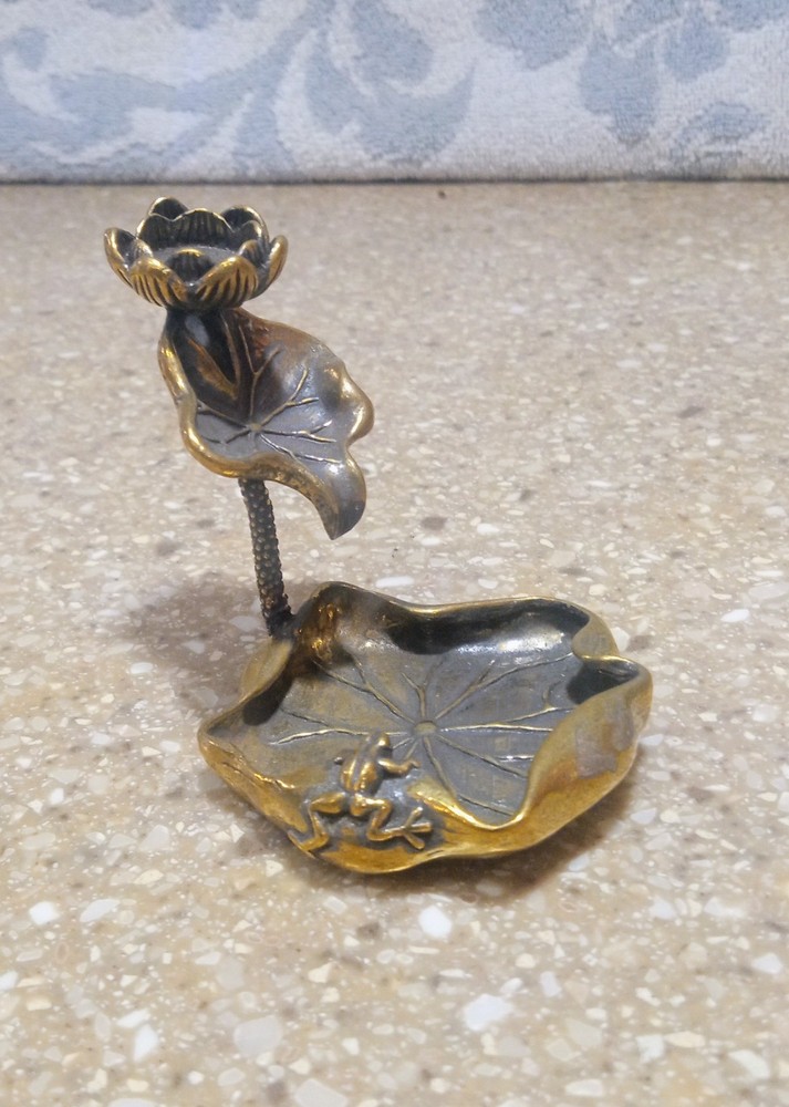 Small Brass Lotus Flower Backflow Cone Incense Burner