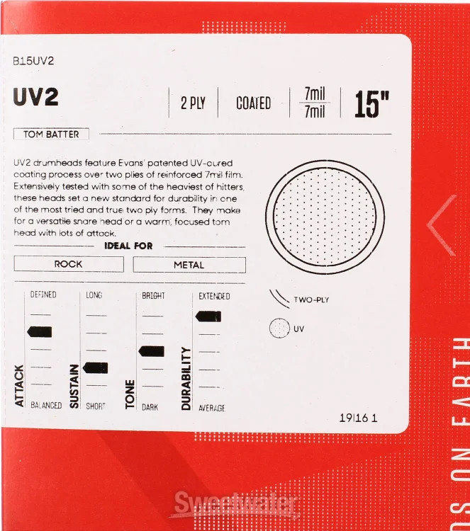 Evans UV2 Coated Drumhead - 15 inch