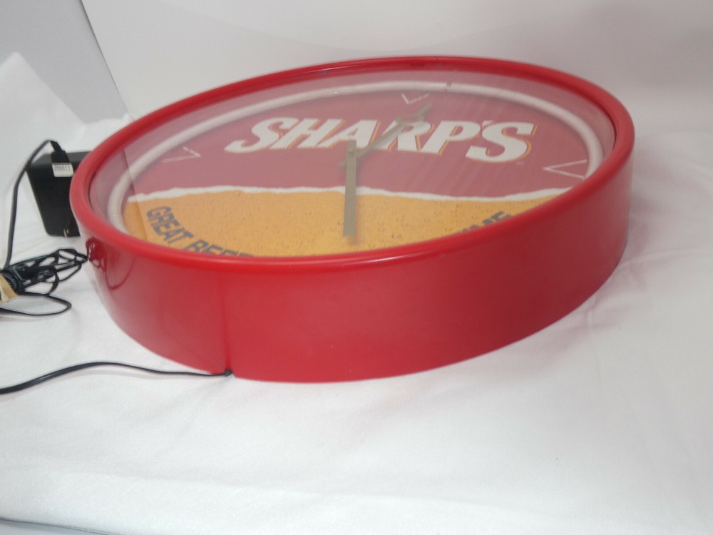SHARP'S MILLER BREWING GREAT BEER TASTE RED WALL NEON CLOCK
