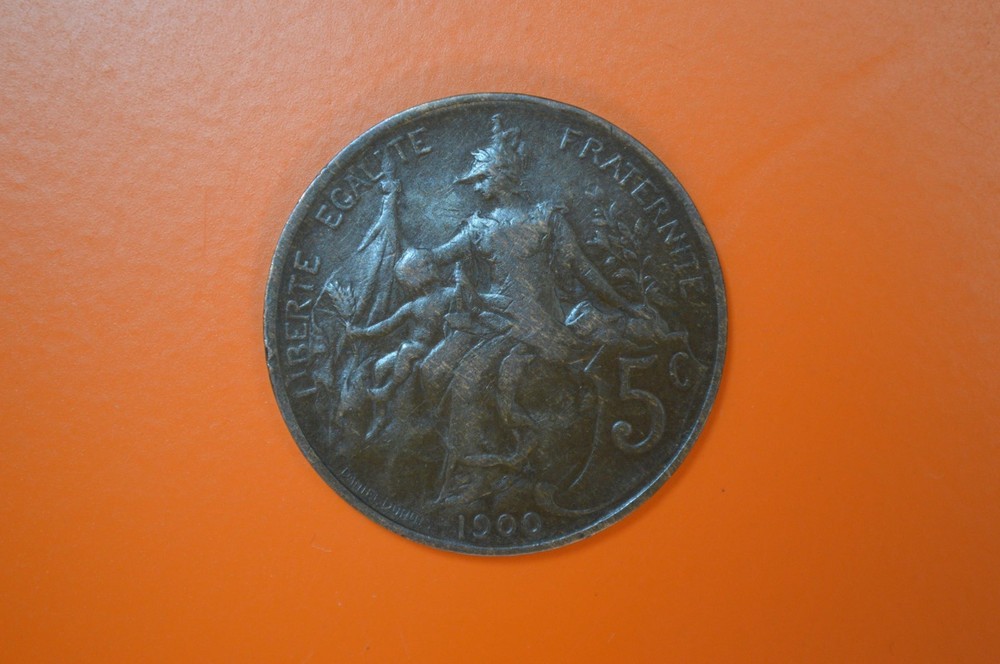France 1900 Milled Bronze 5 Centimes
