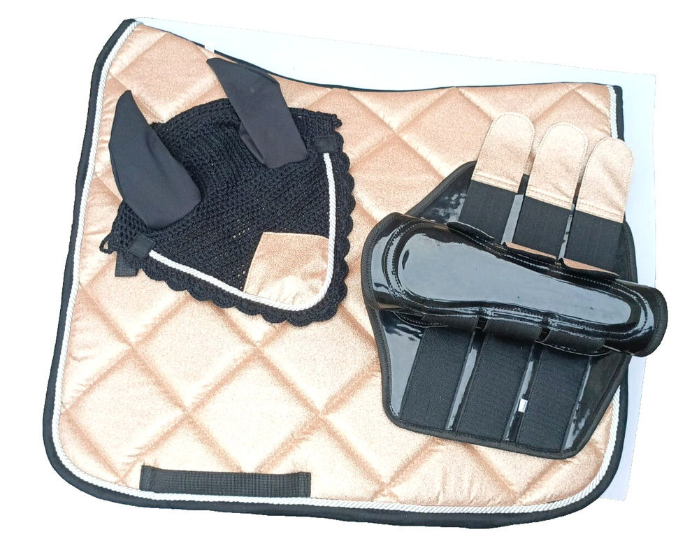 Glittery Horse Saddle Pad Set | Saddle Pad, Brushing Boots & Ear Net