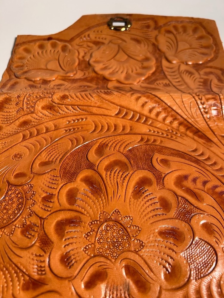 Hand Tooled Leather Craft Sampler. Unfinished Project with Skilled Details