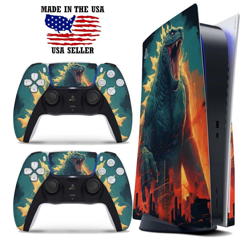 PS5 Disc Version Console & Controller Vinyl Skin Decal Wrap - Godzilla