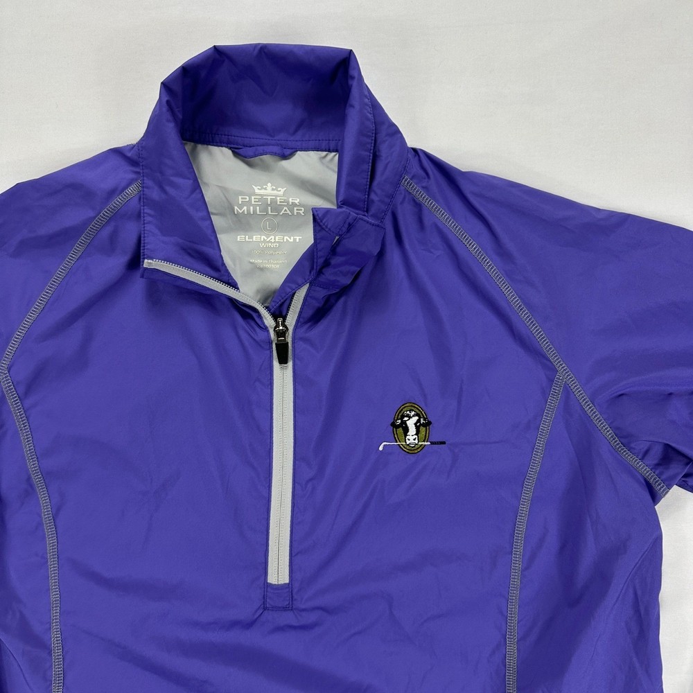 Peter Millar Element Wind Pullover Jacket Purple Golf Windbreaker Size L