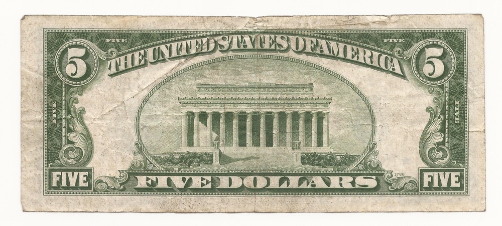 1934-C $5 Dollar Bill Silver Certificate STAR Note 203A-SEM