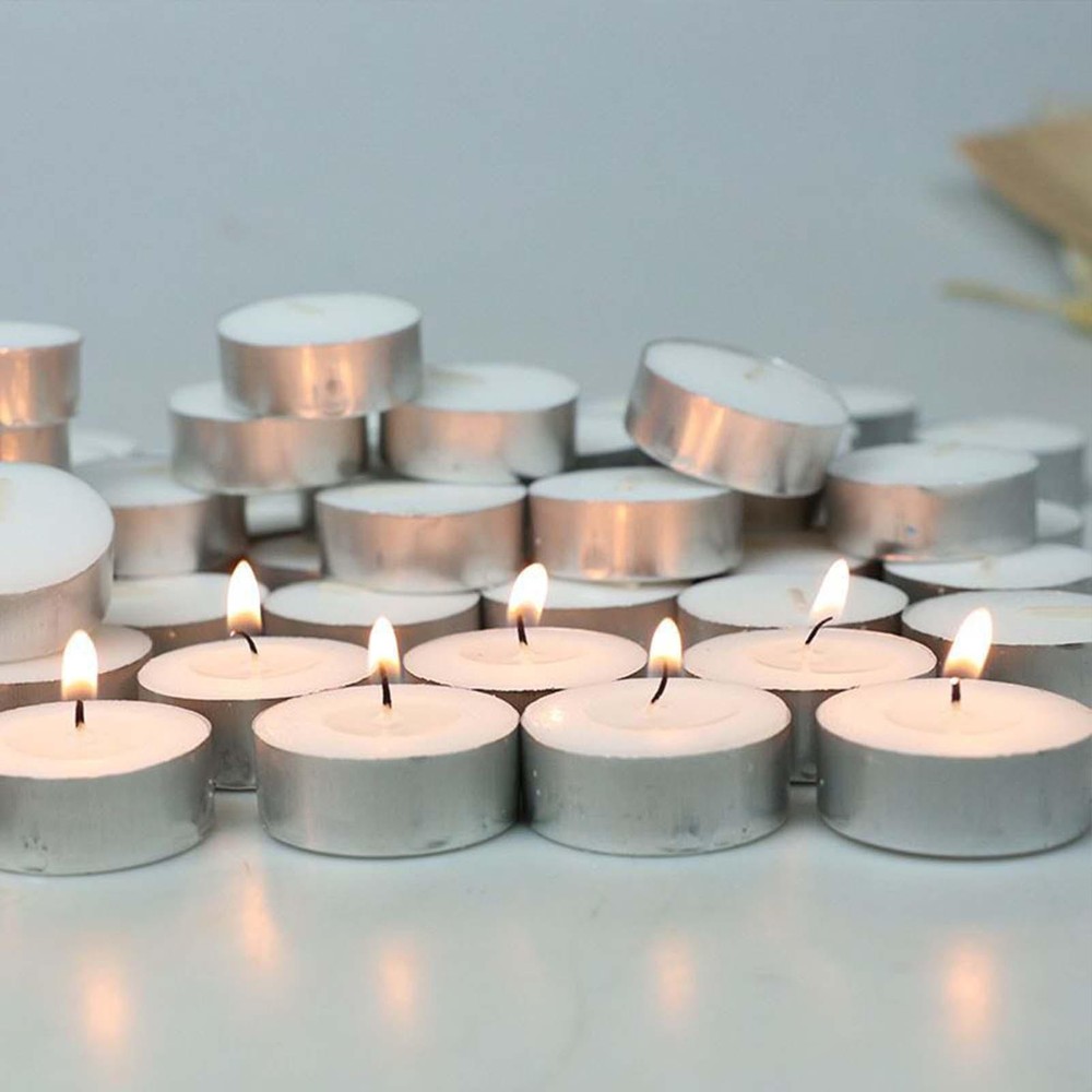 10pc White Unscented Mini Tea Light Candles Bulk 2.5Hr Smokeless Dripless