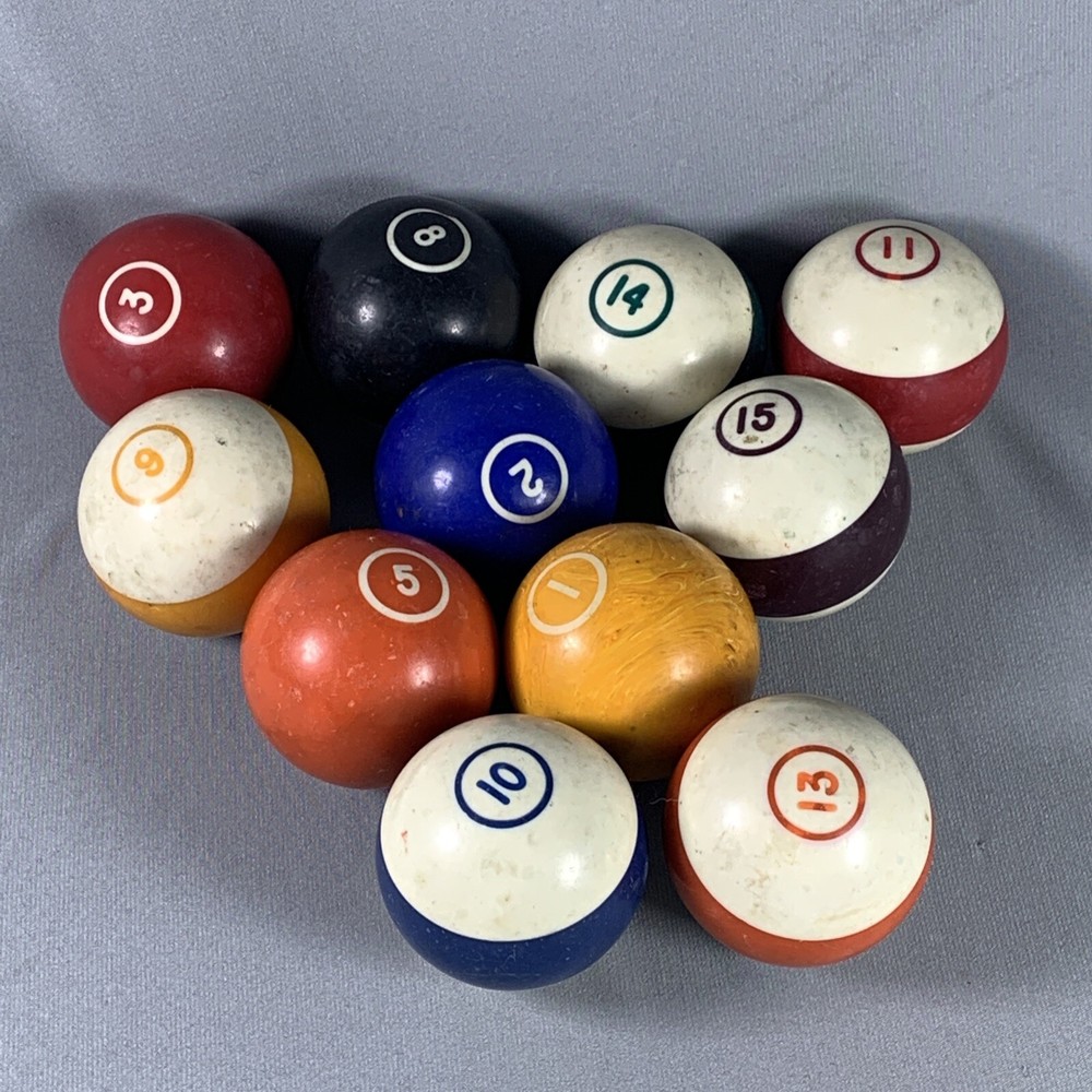 11 Vtg Pool Billiard Balls