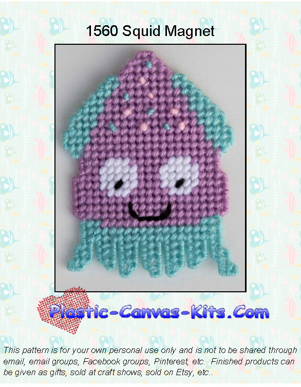 Squid Magnet-Plastic Canvas Pattern or Kit