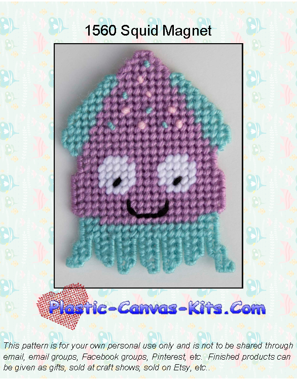 Squid Magnet-Plastic Canvas Pattern or Kit
