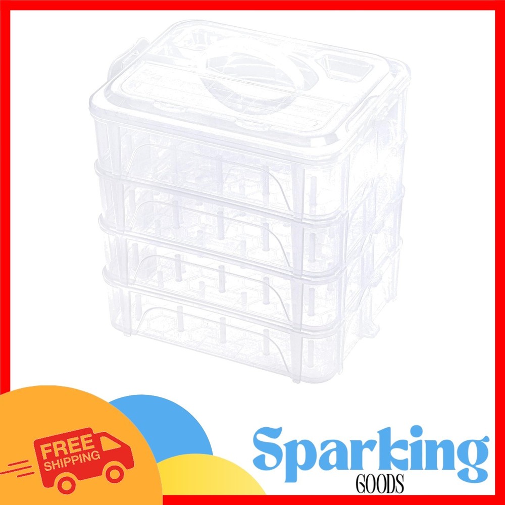 4-Layer Stackable Clear Storage Box for 80 Sewing Thread Spools - Durable Design
