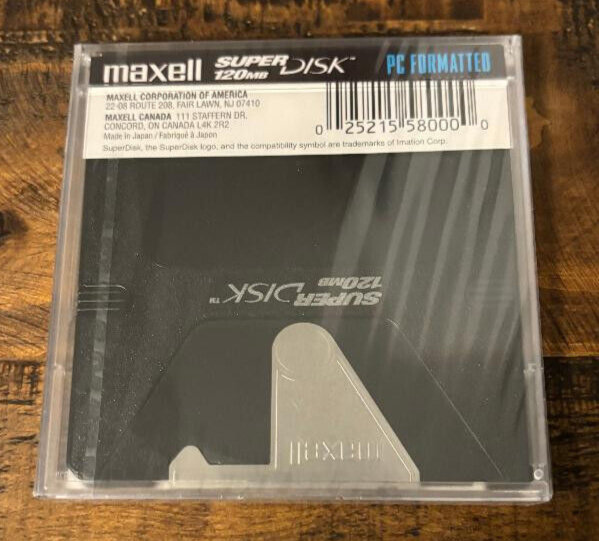 Maxell 120MB Super Disk PC Formatted – Sealed New