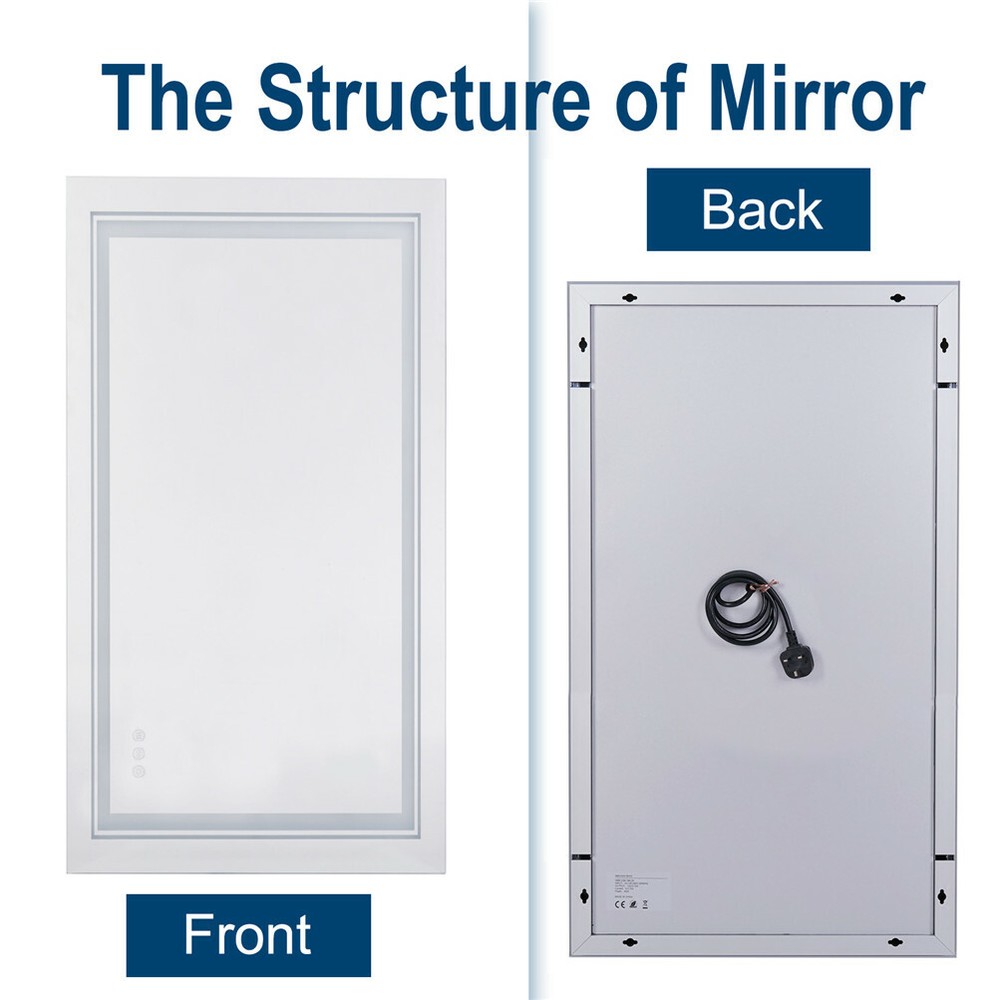 41" Bathroom Lighted LED Mirror Vanity Makeup Anti-fog Touch Switch Wall Mounted